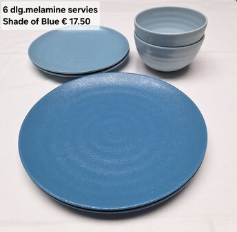 2 persoons melamine servies Shade of Blue 6 delig